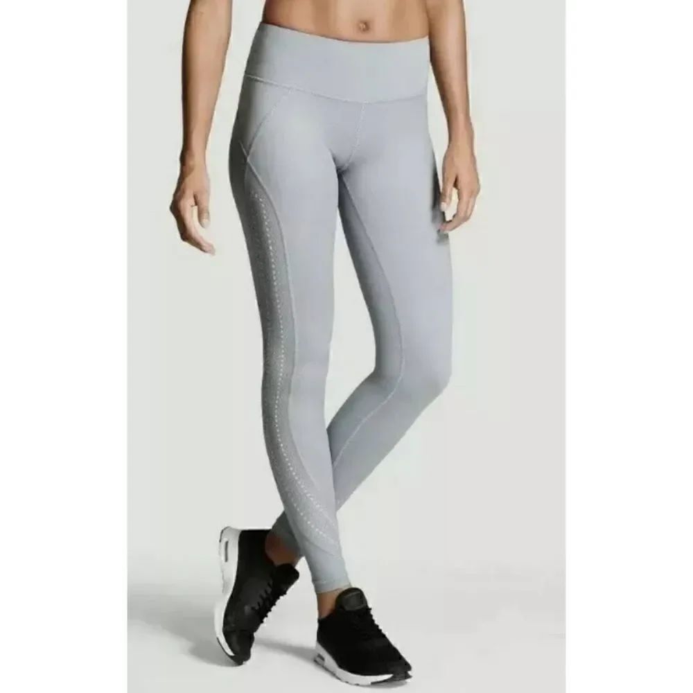 Victoria's Secret Leggings Sport Medium Rise Knockout Laser Cut Grey Bottoms M.